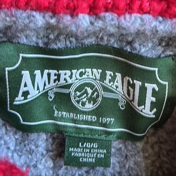 American Eagle Vintage Style Letterman Cardigan Sweater Red/Gray Size Large - Picture 6 of 7